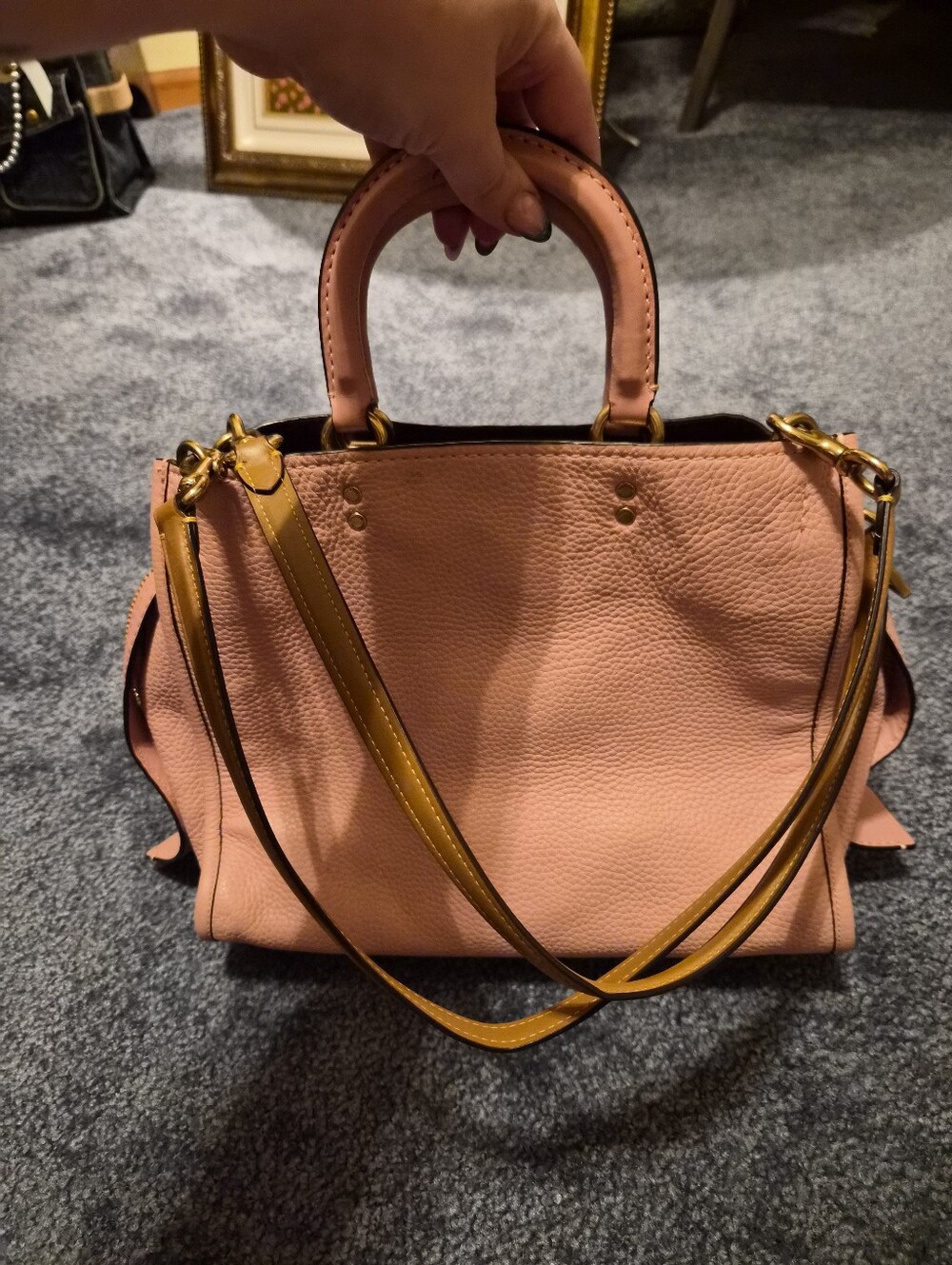 Coach Pebbled Leather Rogue Satchel with Gold Hardware PEONY - Picture 3 of 9